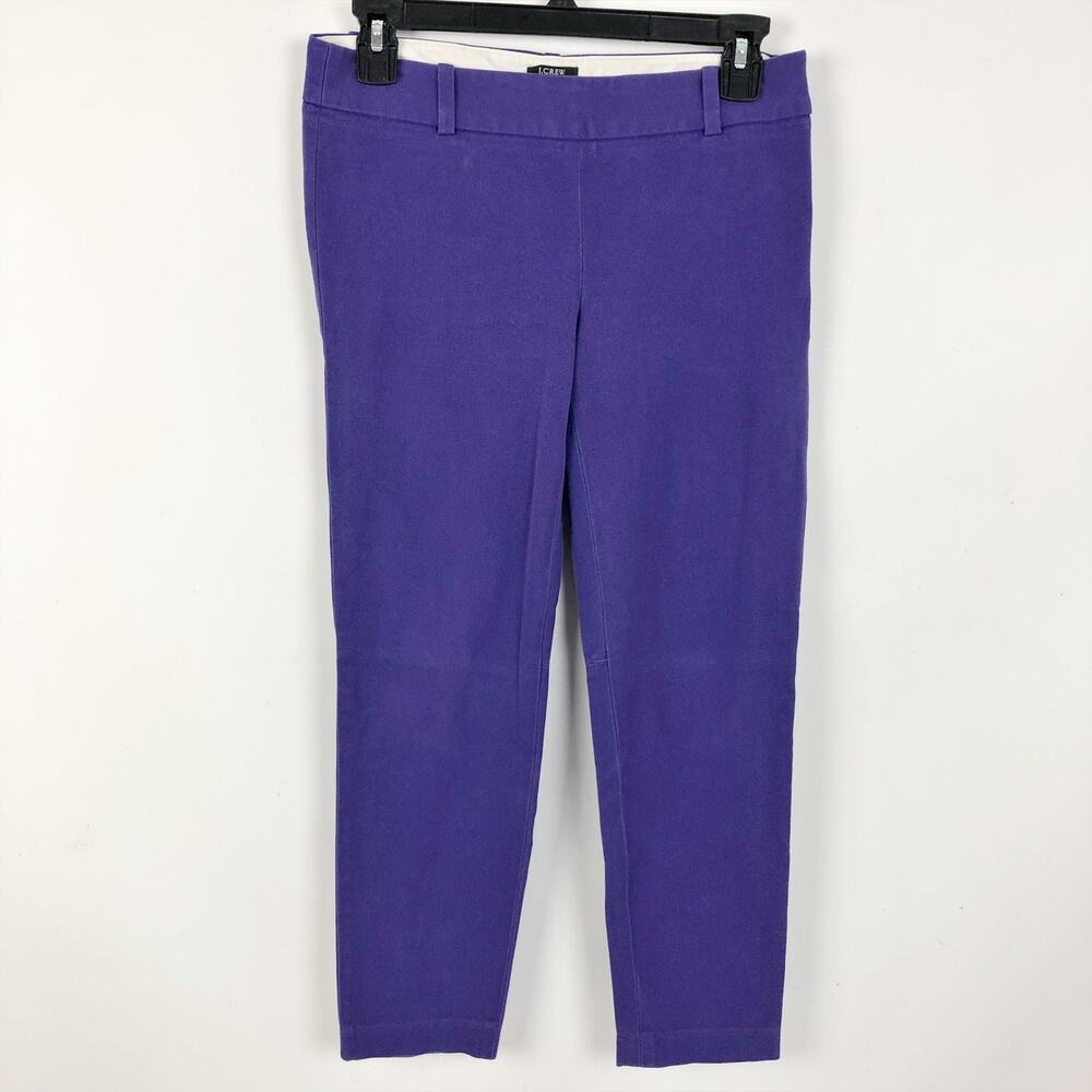 J.Crew Womens City Fit Crop Pants Size 2 Purple Stretch Mid Rise Straight Leg